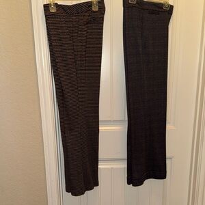 Two Pairs of Women's Dress Pants - Brown & Charcoal Plaids